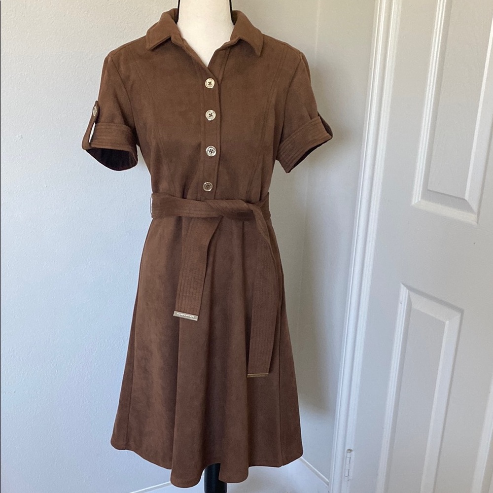 Tommy Hilfiger Brown Midi Dress with Belt